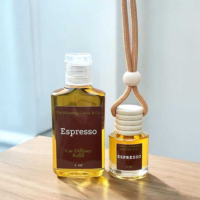 Car Diffuser with Refill included | Car scented on the go | Car Air Freshener Hanging | Long Lasting Fragrance | Phthalate Free Fragrance. (Espresso)