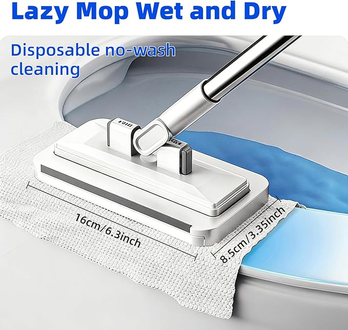Snap Grip Mini Mop Stick with 39in Handle — Zero-Touch Gap Dust Cleaner & Locking Head, Lazy Mops Wet and Dry for Kitchen Bathroom Toilet Cleaning (1 mini mop+10 Cloths)