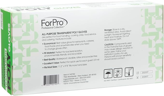 ForPro Disposable Poly Plastic Gloves