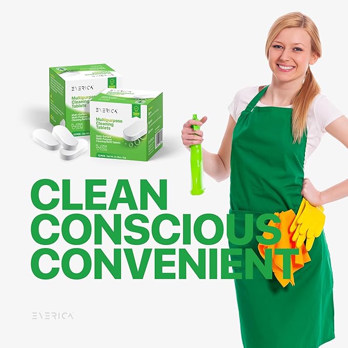 Multipurpose Cleaning Tablets - Powerful All-Purpose Cleaner for Water Bottles Surfaces - Eco-Friendly and Gentle - 12 Pack Aloe Scented Refill Tablets - for Home Kitchen Office and Vehicles