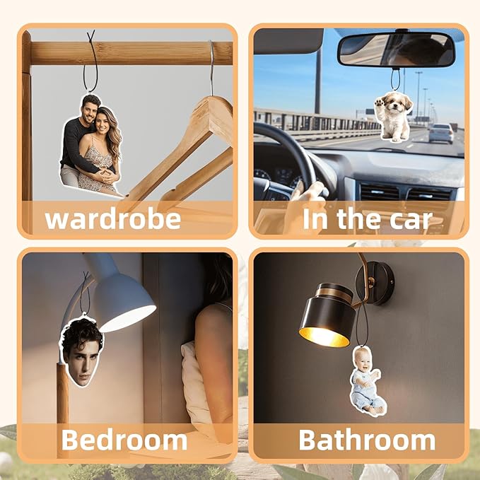 3-500PCS Custom Air Freshener with Photo, Personalized Air Freshener for Car, Personalized Car Accessories, Custom Gifts for Men Brother Him Dad Independence Day Birthday Father's Day