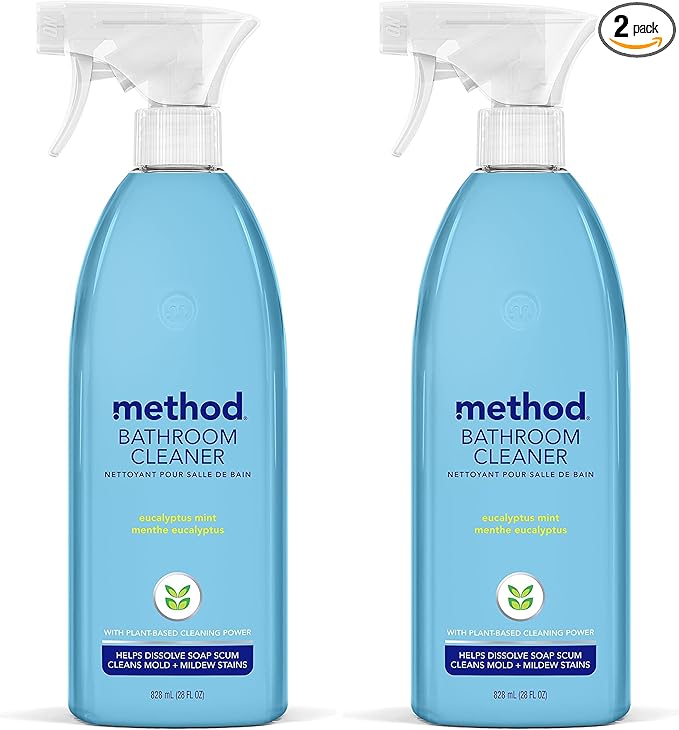 Method Bathroom Cleaner, Removes Mold + Mildew Stains, Eucalyptus Mint, 28 Fl Oz (Pack of 2)