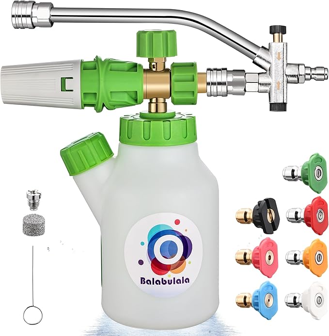 Foam Cannon for Pressure Washer with Dual Connector, Balabulala Car Foam Cannon with dual adapter, M22 and 1/4" Quick Connect,4200 PSI