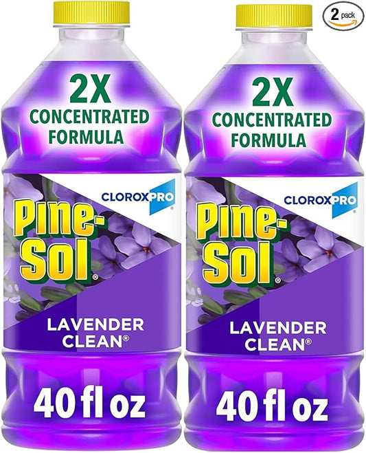 Pine-Sol 2X Concentrated Multi-Surface Concentrated Formula, All-Purpose Cleaner, Lavender Clean, Scent 40 Fluid Ounces (Pack of 2 total of 80 Fl oz) Makes 80 Gallons Of Cleaning Solution