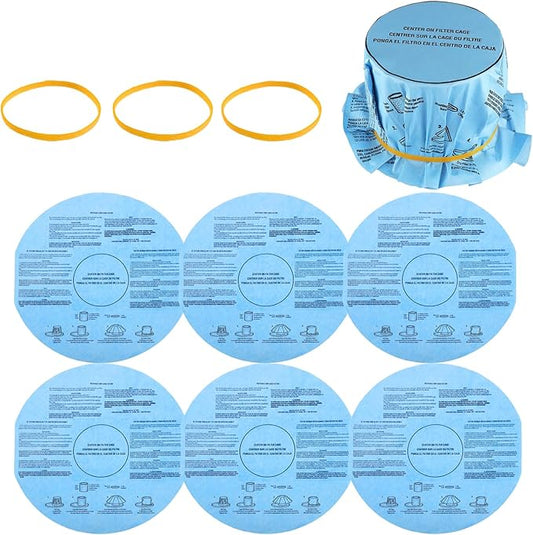 Reusable Wet Dry Vac Filter VF2002 90107 Dry Disc Vacuum Filters for Most 5 Gallon and Larger Shop Vac Branded Wet/Dry Vacuum Cleaners(pack of 6pcs Disc Filters 3pcs Retaining Bands)