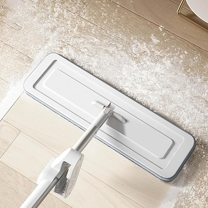 2 in 1 Spray Mop with Removing Function Wet Dry Dual Use Floor Cleaning Mop for Household Kitchen Bathroom Stainless Steel ABS Cotton Cloth (38CM Panel)
