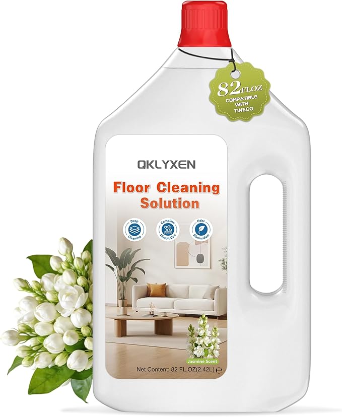 82FL OZ/2.42L Jasmine Scent Floor Cleaning Solution Compatible with Roborock (Q5/Q7/Q8/Q10/S7/S8/Saros 10R/F25/Qrevo Series), Floor Cleaner for All Robot Vacuums & Cordless Wet Dry Vacuum with Mopping