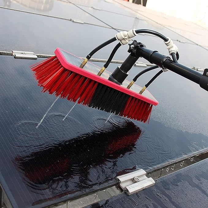 Water Fed Pole Kit, 12Ft-36Ft Length Water Fed Brush, Outdoor Window Glass Cleaner Solar Panel Cleaner Extendable Telescopic Pole Water Fed Brush Spray Washer Pole Kit,36