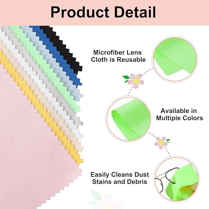 uxcell 6 Pcs Microfiber Cleaning Cloth for Glasses, 11.8 x 11.8 Inch Eyeglass Cleaning Cloth, Glasses Cleaner Wipes for Electronics Lenses Screens Cameras Cell Phones, Green