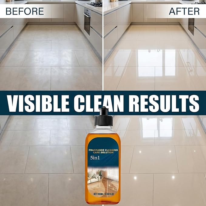 5 in 1 Floor Cleaner, 2026 New Fast-Drying Fragrance Cleaning Care Solution 5 In 1, Multi-Surface Floor Cleaner, Dual-Action Stain and Odor Remover, Restore Hardwood FloorShine (1PCS)