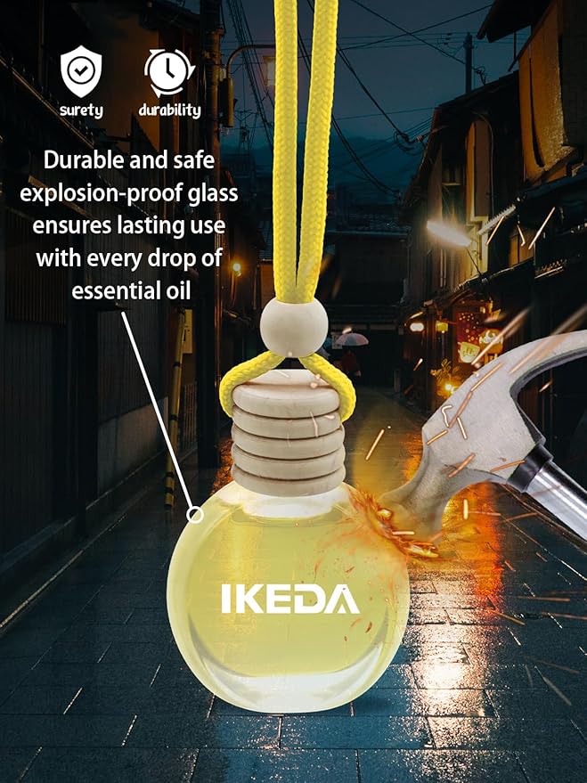 Ikeda Car Air Freshener: Hanging Car Smell Air Freshener | 10ml Hanging Car Perfume | Long Lasting Fragrance | Strong Scents Diffuser for Auto Home (Vanilla)