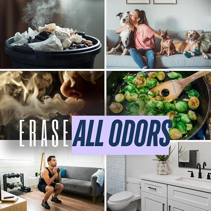 Odor Eraser Spray – All-Natural, Plant-Based Deodorizer & Air Freshener – Binds & Traps Odors from Pets, Shoes, Kitchens & Fabrics – Light Citrus, 8 oz