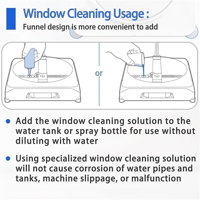 Window Cleaning Fluid - Compatible With ECOVACS WINBOT W2 PRO Omni/W2 Omni/W1 Pro/W1S/Mini - Streak-Free Formula Multi-Functional Glass Cleaner, Specialized Fluid For Window Cleaning Robots(2pcs)