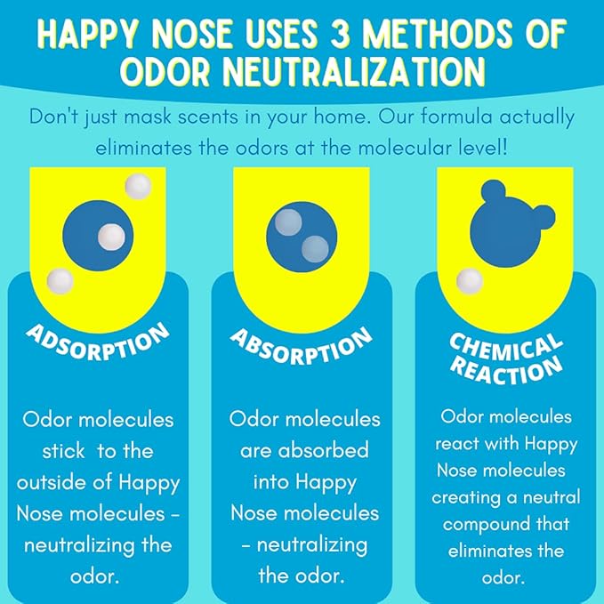 Happy Nose! Natural Plant-Based Air Freshener, Odor Neutralizer Spray for Home, Work, Pets, Vehicle, Smoke, Sports Equipment (Ollie's Ocean Breeze, 4 Pack)