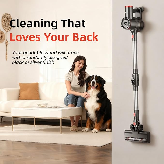 Cordless Vacuum Cleaner for Home,Cleans Under Furniture Without Bending,40Kpa 45Mins,Self-Standing,Powerful Stick Vacuum Cordless for Pet Hair,Hard Floors,Carpets,Car