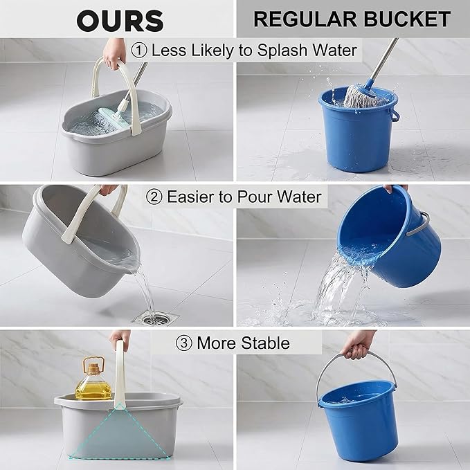 Haundry 4.5 Gallon Cleaning Bucket, Good Grips Household Mop Bucket for Cleaning Supplies, Cleaning Caddy Organizer Basket with Handle, 17.1L, Grey