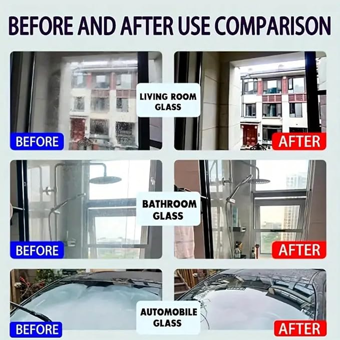 Shower Glass Cleaner - 120ml Window Oil Film, Cleaner with Sponge, Household ing, Toilet Tub Washbasin, Bathroom Kitchen Shower, Tile Mirror Cleaning, Home Window Care