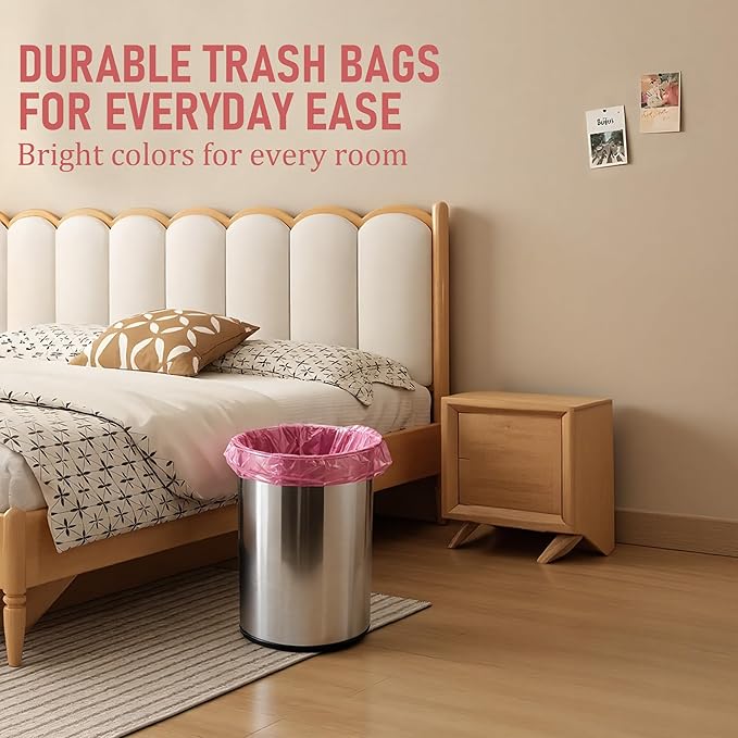 Small Trash Bags 4 Gallon: Colored Bathroom Trash Bags Unscented Small Garbage Bags Strong Leak-Proof Trash Liners or Office Bedroom - 120 Counts