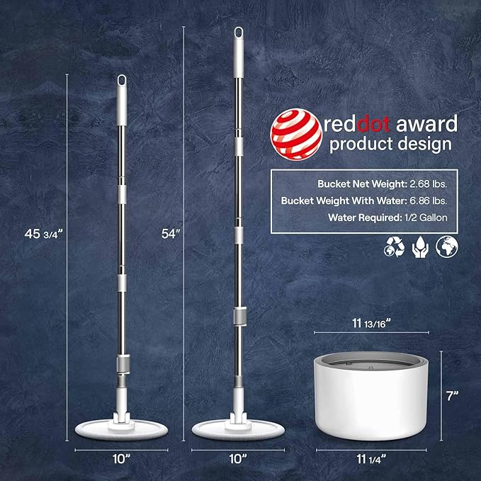 VENETIO Innowellclean Microfiber Spin Mop and Bucket Set with Patented Water Filtration System - Deep Self Cleaning/Dry/Wet All-In-One Floor Mop for Home Hardwood, Tile - Ideal for Pet Owners (2 Pads)