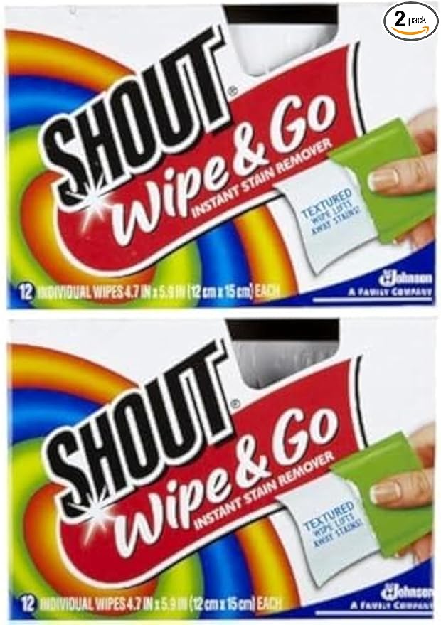 Shout Stain Remover Wipes, 12 Count (Pack of 2)