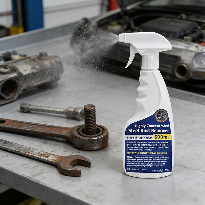 Highly Concentrated Steel Rust Remover, Instant Rust Cleaning Spray, Rust Remover Lubricant Spray, Automotive Parts, Stainless Steel, Fast Acting Rust Cleaner, 500ml (500 Ml)