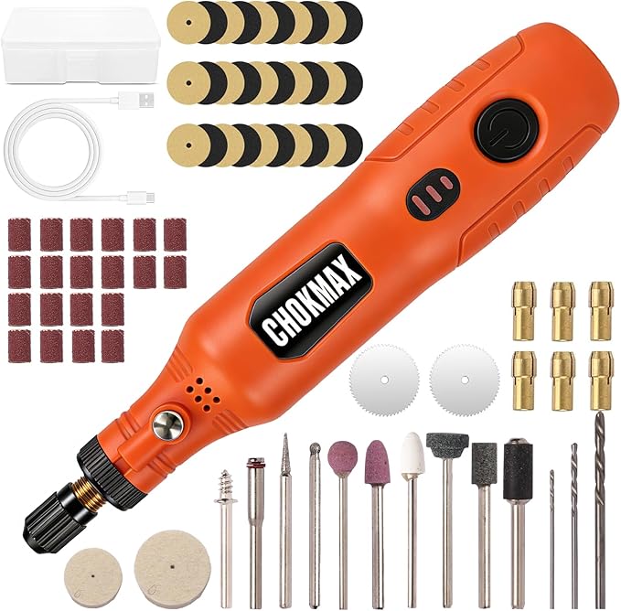 Cordless Rotary Tool, 3-Speed Front Working Light Grinder Kit with 72 Accessories, Type-C Charging Art Craft Tool for Cleaning, Sanding, Polishing, Drilling and Small DIY Crafts