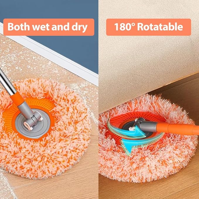 360° Rotatable Adjustable Cleaning Mop, 2026 Upgrade Wall Cleaner Mops with Long Handle, Extendable Wall Washer for Floor, Windows, Ceilings and Baseboards Cleaning Tool (Gray, 3 Mop Heads)