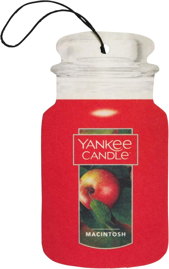 Yankee Candle Classic Paper Car Jar Hanging Odor Neutralizing Air Freshener, Macintosh Scent