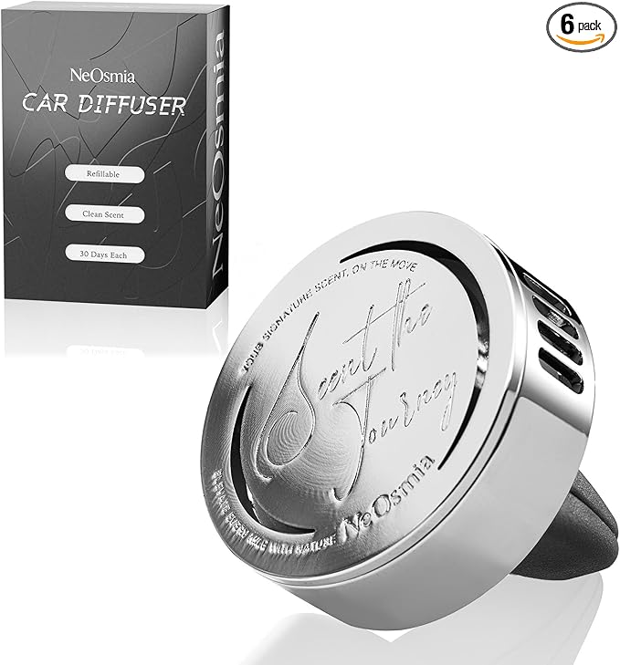 Car Air Freshener Vent Clip, 5 Pack Refills, Essential Oil Car Diffuser (1 Metal Clip + 5 Fragrance Pads), Long Lasting 80 Days, Easy to Clip on Vent,Oceanic Breeze (white, Ocean)