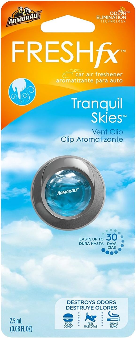 Armor All Fresh FX Car Air Freshener , Car Odor Eliminator, Tranquil Skies Scent, 0.08 Fl Oz