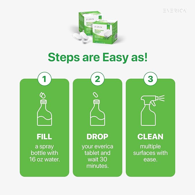 Multipurpose Cleaning Tablets - Powerful All-Purpose Cleaner for Water Bottles Surfaces - Eco-Friendly and Gentle - 12 Pack Aloe Scented Refill Tablets - for Home Kitchen Office and Vehicles