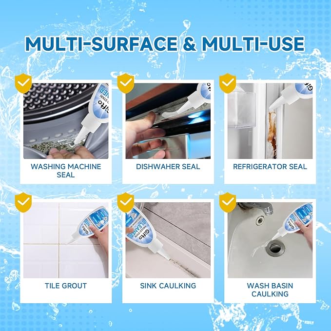 Gifto Mold Stain Remover Gel - Tile Grout Cleaner with Brush, Bleach Gel Washing Machine Cleaner Front Loader, Grout Cleaning Whitener for Bathroom Shower & Kitchen Sink, Non-Toxic, 10 fl oz 2 Pack