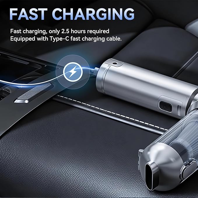 Car Vacuum Cleaner High Power 20000Pa – Cordless Handheld Mini Vacuum & Air Duster for Car & Desk, Home, Office & Camping, Ideal Gift for Men & Women, 6000mAh Battery (Fast Charging Edition)