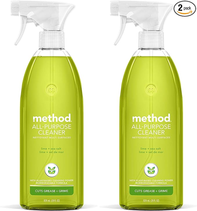 Method All-Purpose Cleaner Spray, Lime + Sea Salt, Plant-Based and Biodegradable Formula Perfect for Most Counters, Tiles, Stone, and More, 28 oz Spray Bottles, (Pack of 2)