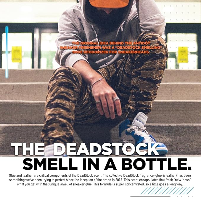 Deadstock Glue Scented Shoe Deodorizer for Sneakerheads by ANTIDOT - Advanced Shoe Freshener Spray Collection | New Sneaker Smell Shoe Odor Neutralizing Formula (SNKR-GLUE)