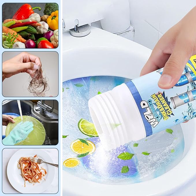 2PCS Wild Tornado Pipe Dredge, Wild Tornado Sink and Drain Cleaner, Drain Cleaner Powder for Kitchen Toilet Pipeline Quick Cleaning Tool (2, A)