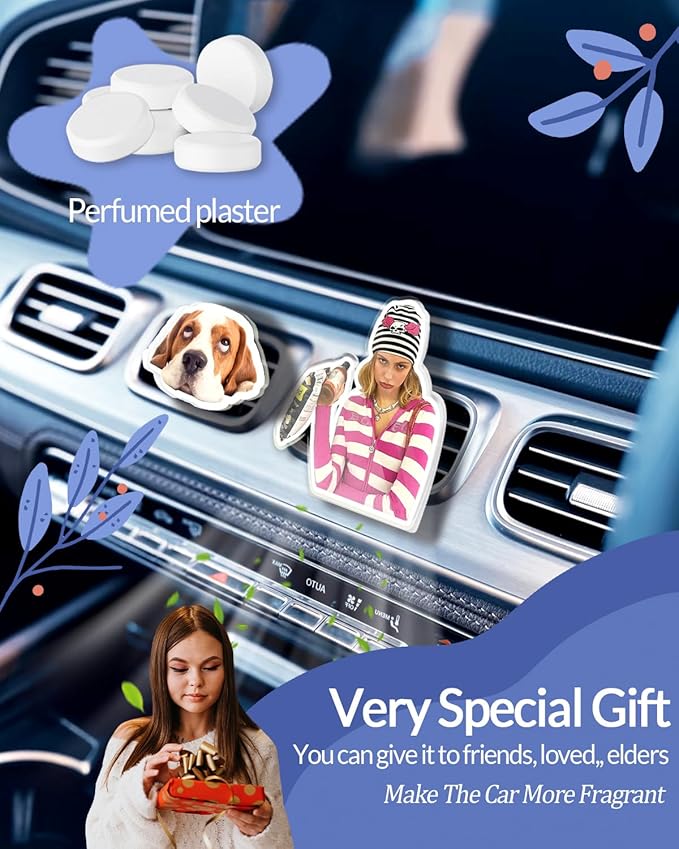 Personalised Car Air Freshener Vent Clip ，Acrylic Air Freshener with Photo, Homemade Freshener Image, Ideal Gift, Special Custom Design, Make Every Breath Personalised(Acrylic Air Freshener)