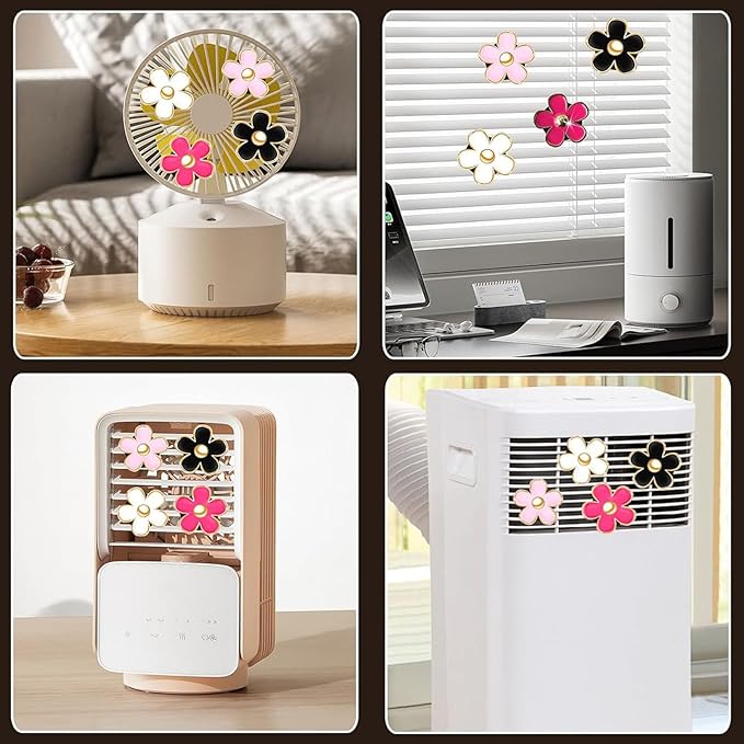 6pcs Colorful Daisy Flower Car Air Vent Clips, Car Air Outlet Freshener Clip for Auto Interior Decoration Accessories (Black White Red)
