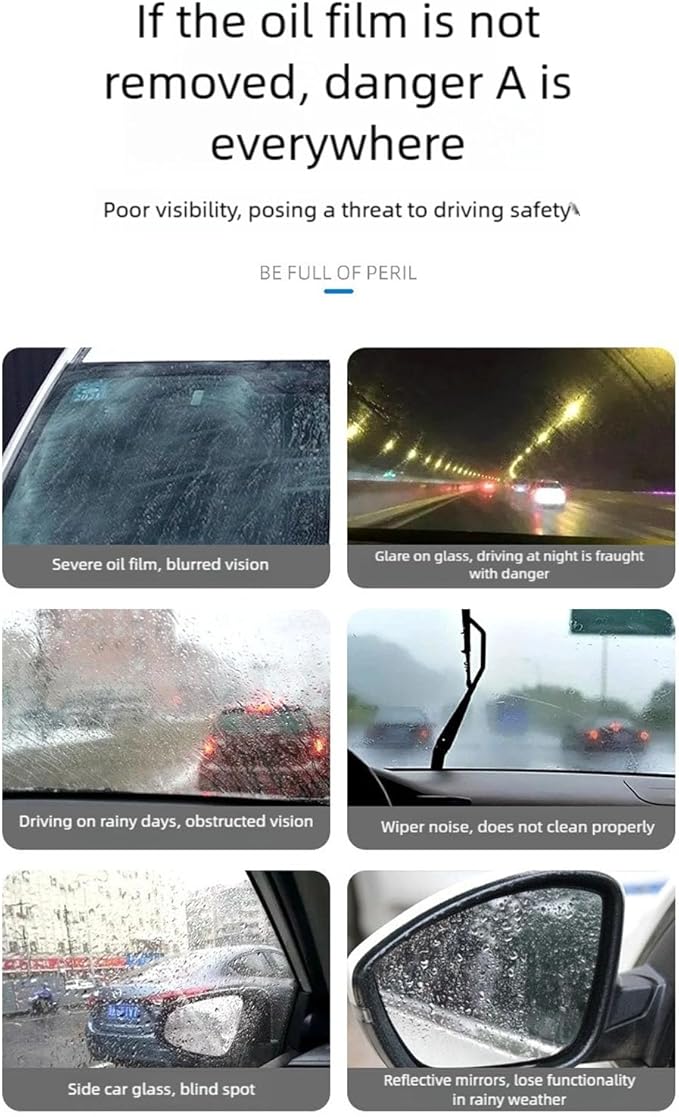 Q4 Glass Guard Cleaner, Car Handle Oil Film Cleaning Brush, Automotive Oil Film Cleaning Brush for Car Window, Auto Glass Emulsion Cleaner, Improve Windshield Clarity