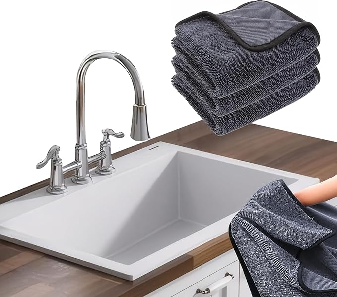 Shiny Cleaning Cloths 3PCS, 12 * 6“ Replacement Towel for Snap Grip Mini Mop, Shiny Shower Cleaning Cloths, Shower Doors Drying, Streak Free Glass Car Mirror Floor