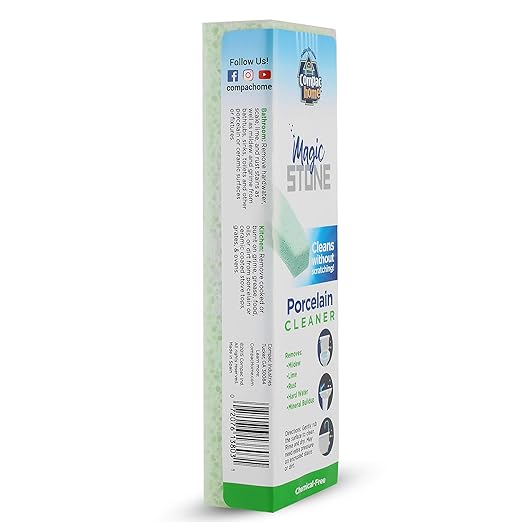 Compac's Magic-Stone Porcelain Cleaning Stick - Toilet Bowl Cleaner, Advanced Green Technology, Handy Toilet Cleaner Easily Scrubs/Removes Stubborn Lime Stains from Porcelain or Bathroom Fixtures (1)