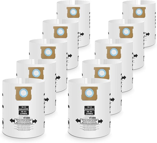 10 Pack Vacuum Bags Replacement for Shop Vac Bags 10-14 Gallon Type F 90662 9066200 9066233 and Type I 90672 9067200 9067233, PETOX High-Efficiency Disposable Vaccum Collection Filter Bags