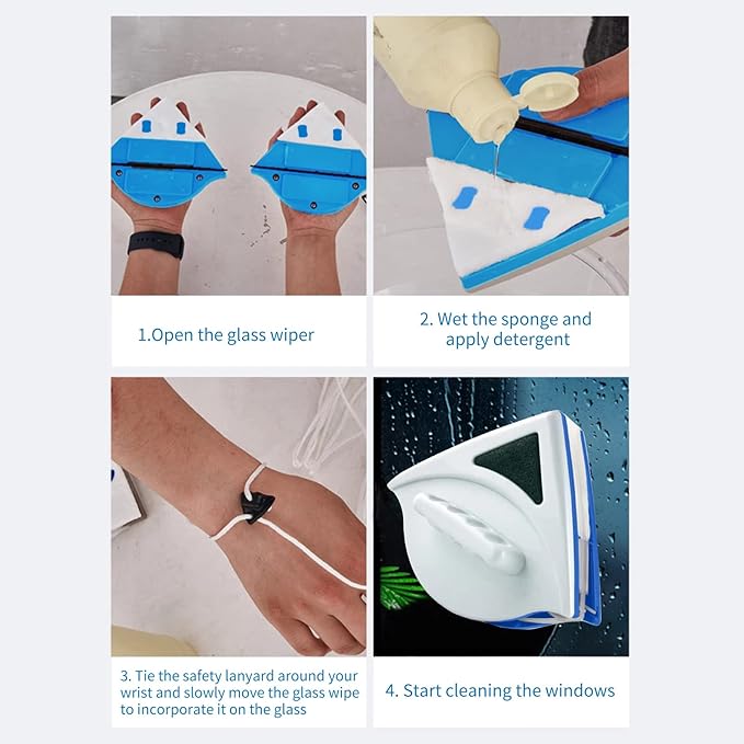 Glass Cleaning Tools, Double Side Magnetic Wash Window Wiper Household Cleaning Brush Glass Cleaner Tool for Glazed,20~30mm