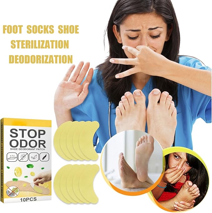 Shoe Deodorizer Patches Replace Every 7 Days with Lemon and Calamus Extract, Foot and Sock Odor Eliminator Stickers, 10 Count
