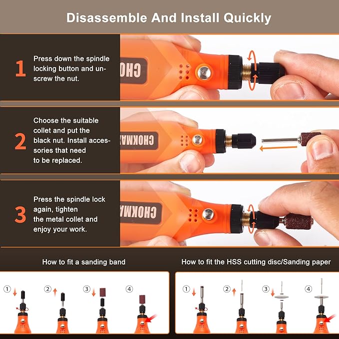 Cordless Rotary Tool, 3-Speed Front Working Light Grinder Kit with 72 Accessories, Type-C Charging Art Craft Tool for Cleaning, Sanding, Polishing, Drilling and Small DIY Crafts