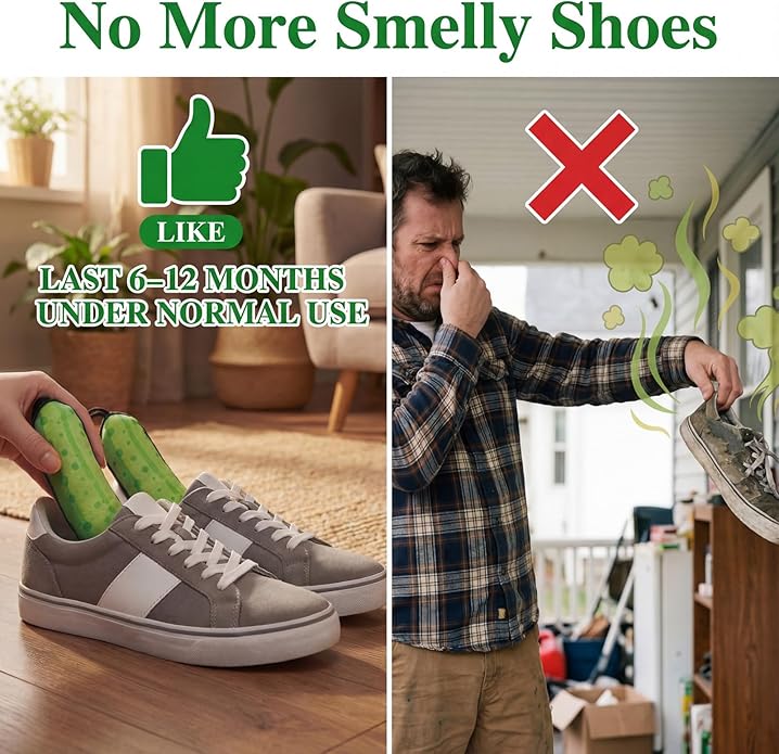 Yinder 4 Pack Shoe Deodorizer Odor Eliminator for Smelly Sneakers, Last for 6-12 Months, Odor Eliminator for Shoes, Charcoal Shoe Freshener for Sneakers, Gym Shoes, Closet & Bag, Long Lasting Absorber