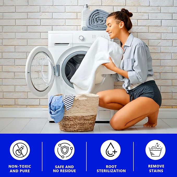 Enzyme Laundry Booster Odor Remover - 2 lbs Enzymatic Clothes Stain Cleaner Powder, Natural Deodorizer with Bio Active Enzymes, Detergent Additive Eliminator for Sweat, Oil, Blood - 68 Loads (32 oz)