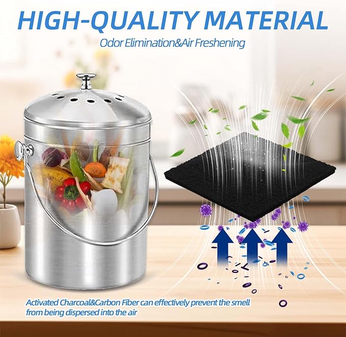Activated Carbon Deodorizer Filters for Trash Cans - 3.9 Inch Odor Eliminator Packs (20 Count) | Fits Kitchen, Diaper Pails, Compost Bin, Pet Litter Bins | Long-Lasting Smell Remover