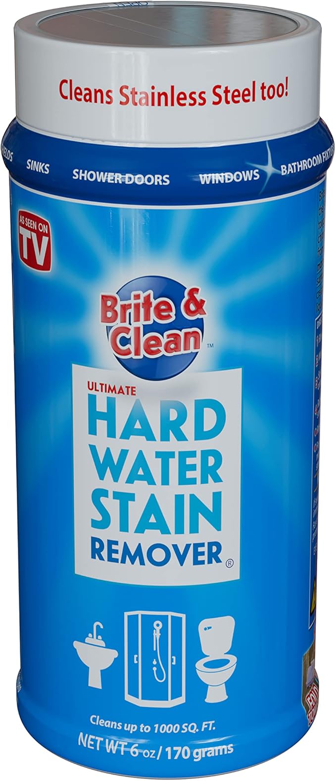 Brite & Clean® (Bright & Clean) Ultimate Hard Water Stain Remover® for Glass, Shower Doors & Windows – Removes Mineral Deposits from Granite, Porcelain, Tile, Stainless Steel & Chrome
