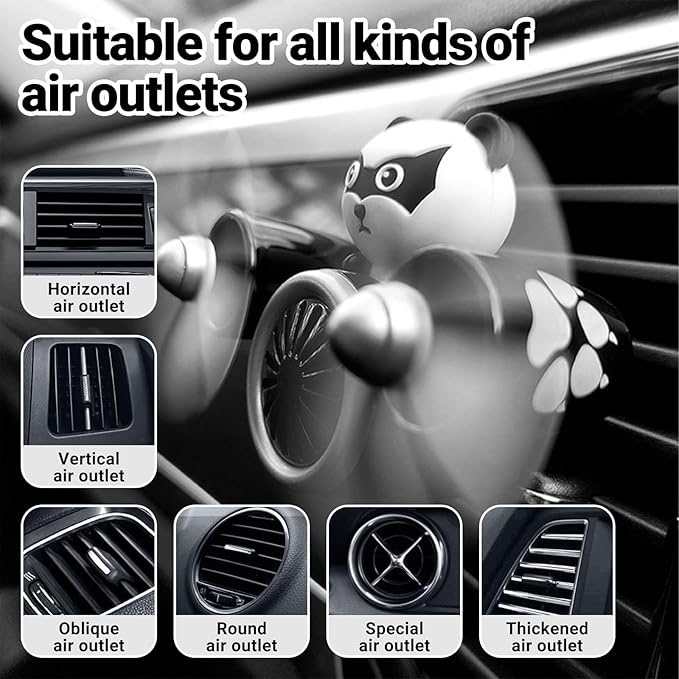 Car Air Freshener Pilot Twin Rotating Propeller, Cute Auto Fan Diffuser Air Outlet Car Vent Clip Fresheners, in-vehicle Fun Rotating Accessories Automotive Air Fresheners Decoration